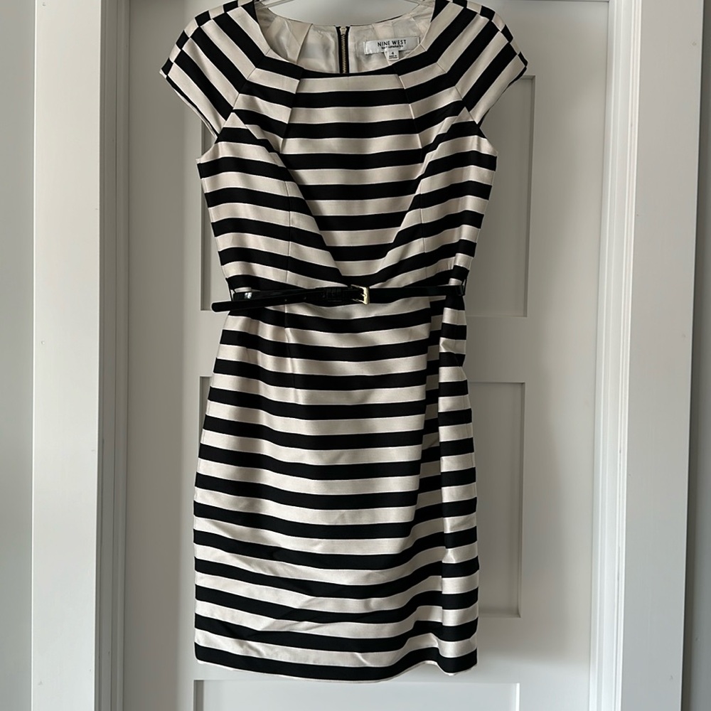 Cream & black Striped dress
